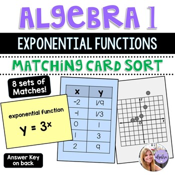 Preview of Algebra 1 - Exponential Functions - Graph and Table Matching Task Cards