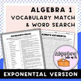 Algebra 1 - Exponential Functions Vocabulary Matching and 
