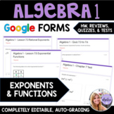 Algebra 1 - Exponents and Functions - Google Forms Bundle 