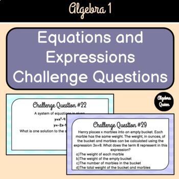 Preview of Algebra 1 Expressions and Equations State Test Released Questions