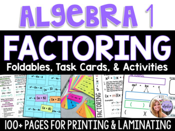 Preview of Algebra 1 - Factoring Bundle - Foldables, FlipBooks, Task Cards, Puzzles