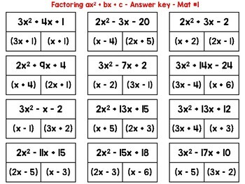 Factoring x2 bx c worksheet answers
