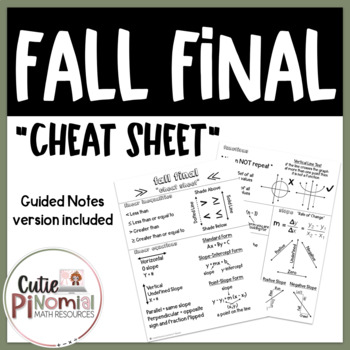 Preview of Algebra 1 Fall Final Cheat Sheet