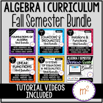 Preview of Algebra 1 Curriculum Fall Semester Bundle