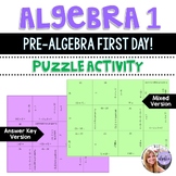 Algebra 1 - First Day of School Pre-Algebra Puzzle Task Ca