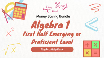Preview of Algebra 1 | First Half Bundle Emerging Level | Solving Equations, Functions, etc