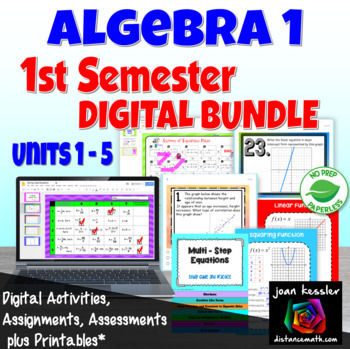 Preview of Algebra 1 First Semester Digital Bundle plus PRINTABLES