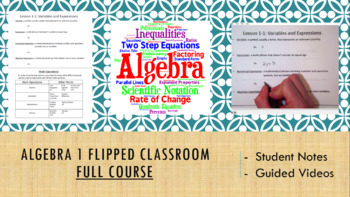 Preview of Algebra 1 Flipped Classroom - FULL COURSE (Videos and Notes)