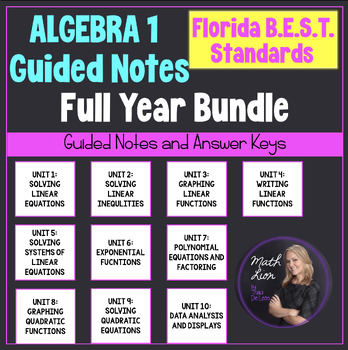 Preview of Algebra 1 Florida BEST Full Year Guided Notes Bundle