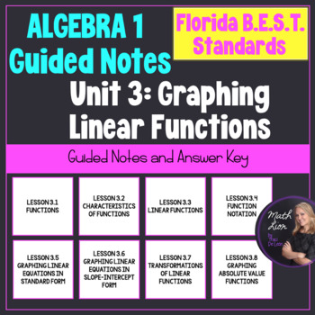 Preview of Algebra 1 Florida BEST Standards Unit 3 Graphing Linear Equations Guided Notes
