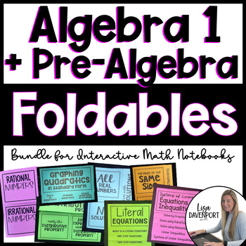 Preview of Algebra 1 Foldables and Pre Algebra Foldables for Interactive Notebooks Bundle