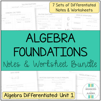 Preview of Algebra 1 Foundations Differentiated Guided Notes and Worksheets BUNDLE