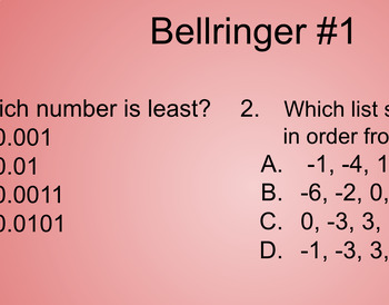 Preview of Algebra 1/Foundations of Algebra Bellringers 1st 9-weeks (40)