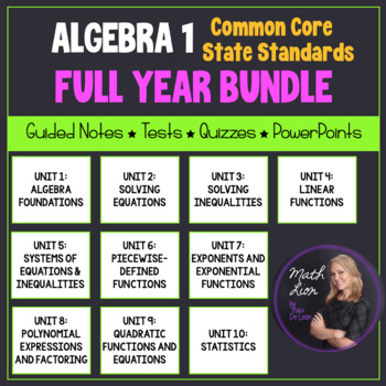 Preview of Algebra 1 Curriculum - Full Year EDITABLE Unit Plans | Bundled for Common Core