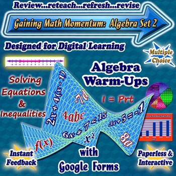 Preview of Algebra 1 GOOGLE FORMS Math Warm-Ups/Quizzes Set 2:  Equations & Inequalities