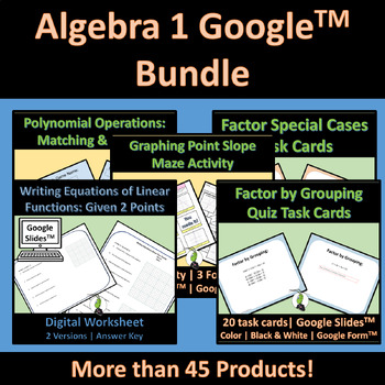 Preview of Algebra 1 Google Bundle - Quizzes, Projects, Worksheets and more!