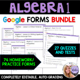 Algebra 1 - Google Forms Bundle: Full Year Homework, Revie