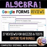 Algebra 1 Google Forms - Editable Review / Study Guides fo