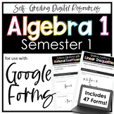 Algebra 1 Google Forms Semester 1 Digital Homework + Assessment Bundle