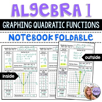 Preview of Algebra 1 - Graphing Quadratic Functions, Axis of Symmetry, Vertex - Foldable