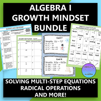 Preview of Algebra 1 Growth Mindset Activity Bundle 