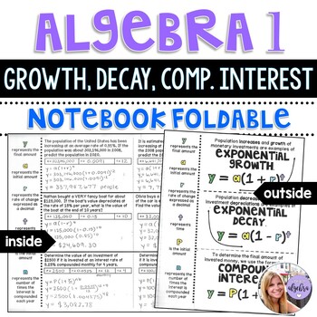 Preview of Algebra 1 - Growth and Decay Exponential Function - Foldable