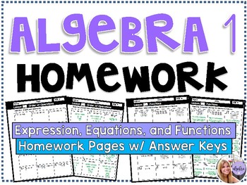 Preview of Algebra 1 - Homework / Practice / Review - Expressions, Equations, and Functions
