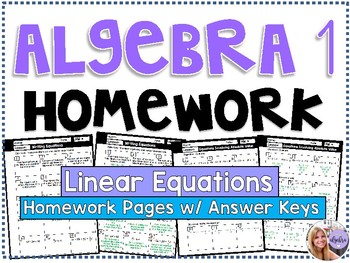 Preview of Algebra 1 - Homework / Practice Problems - Linear Equations