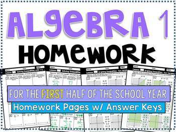 Preview of Algebra 1 - Homework /Practice Problems Bundle - First Half of the School Year