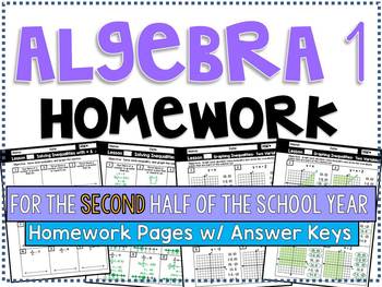 Preview of Algebra 1 - Homework / Practice Problems Bundle - Second Half of the School Year