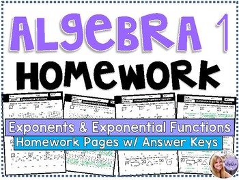 Preview of Algebra 1 - Homework /Practice/Review Problems - Exponents Exponential Functions