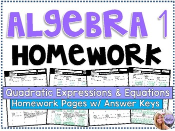 Preview of Algebra 1 - Homework/Practice/Review Problems - Polynomial Quadratic Expressions
