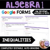 Algebra 1 - Inequalities - Google Forms Bundle of HW, Quiz