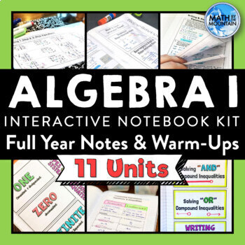 Preview of Algebra 1 Notes Interactive Notebook | Full Year Notes & Warm-Ups BUNDLE