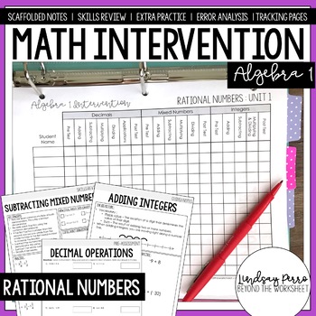 Preview of Algebra 1 Rational Numbers Review Intervention
