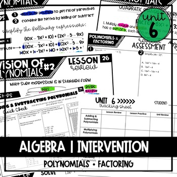 Preview of Algebra 1 Intervention Unit 6 (Polynomials & Factoring)