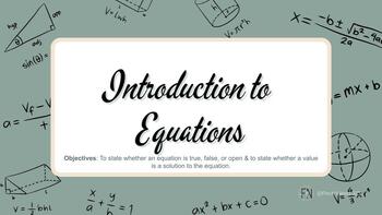 Preview of Algebra 1: Introduction to Equations NOTES - with corresponding teaching VIDEO