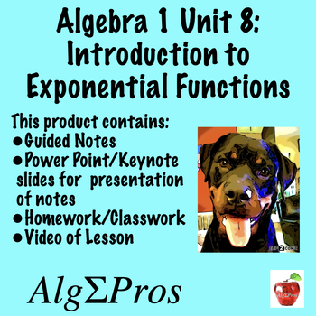 Preview of Algebra 1. Introduction to Exponential Functions (with video of lesson)