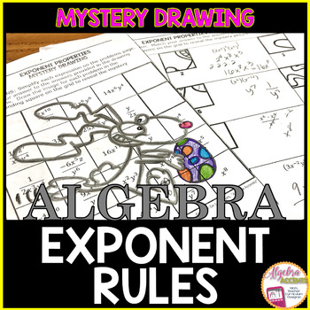 Preview of Algebra 1 Laws of Exponents | Exponent Rules Mystery Picture Drawing