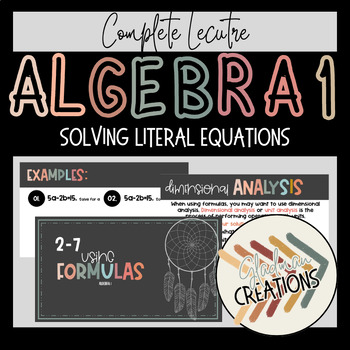 Preview of Algebra 1 Lesson - Using Formulas (Solving Literal Equations)