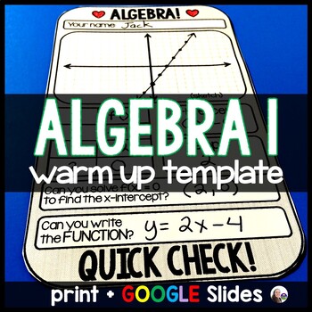 Preview of Algebra 1 Warm-up Template