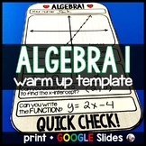 Algebra 1 Warm-up Template