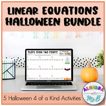 Preview of Algebra 1 Linear Equations Halloween Digital Activities Bundle