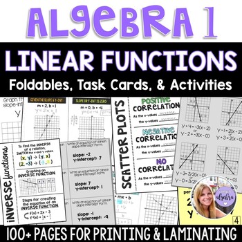 Preview of Algebra 1 - Linear Functions Foldables & Task Cards - BUNDLE Part 2