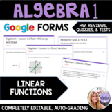 Algebra 1 - Linear Functions - Google Forms Bundle of HW, 