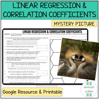 Preview of Algebra 1 Linear Regression Correlation Coefficient Digital Activity