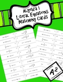 Algebra 1 - Literal Equations Matching Cards