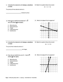 Algebra 1 - EOC Prep #1 by Tech Know Math | Teachers Pay Teachers