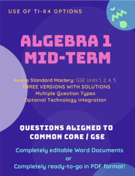 Preview of Algebra 1 MIDTERM