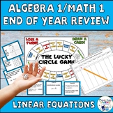Algebra 1/Math 1 Linear Equations Review Task Cards / Game